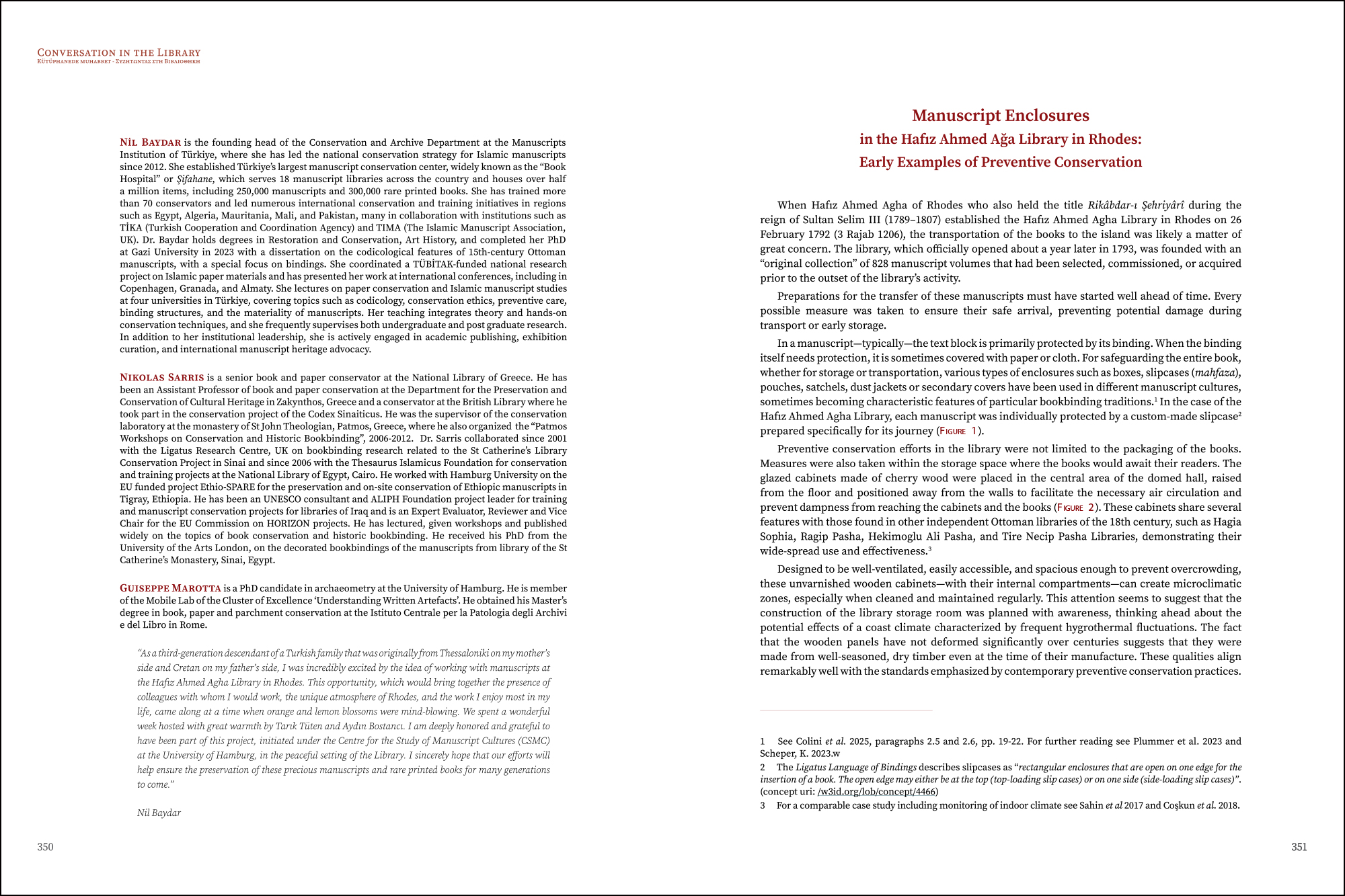 Nil Baydar, Nikolas Sarris, Guiseppe Marotta - Manuscript Enclosures in the Hafız Ahmed Ağa Library in Rhodes: Early Examples of Preventive Conservation