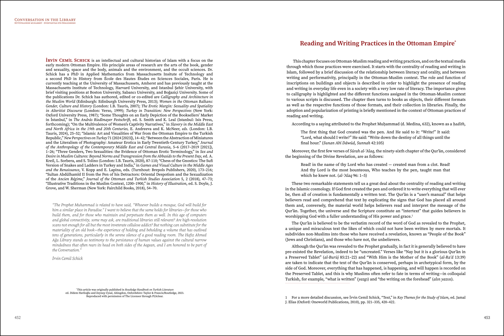 İrvin Cemil Schick - Reading and Writing Practices in the Ottoman Empire