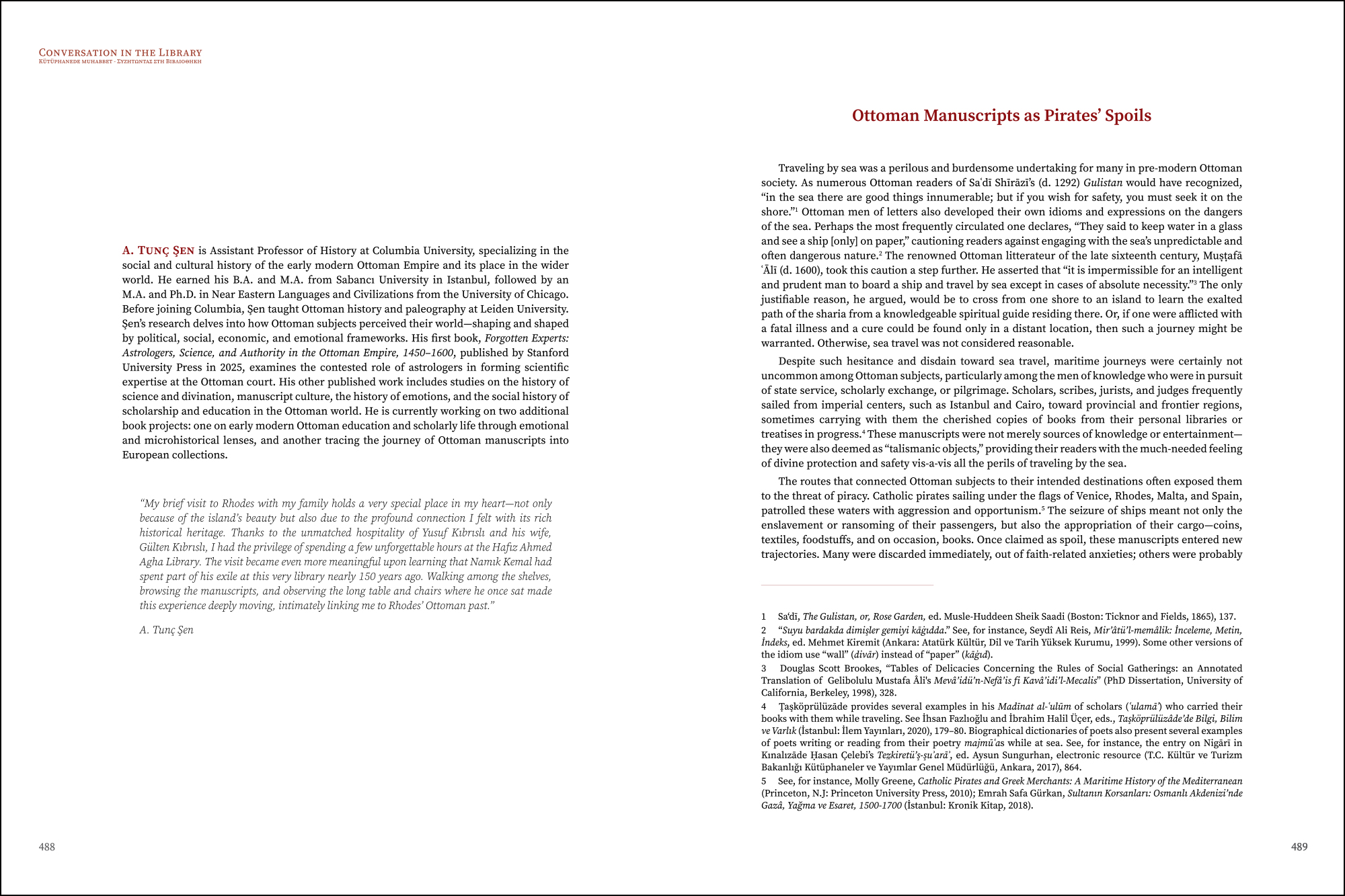 Tunç Şen - Ottoman Manuscripts as Pirates’ Spoils